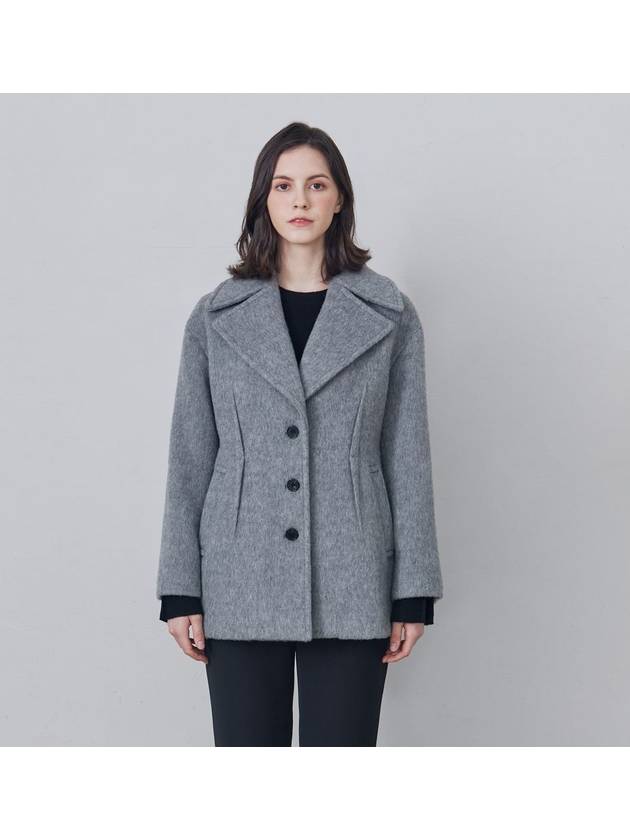 Wide Collar Wool Alpaca Half Single Coat Cool Grey - SUBSET - BALAAN 2