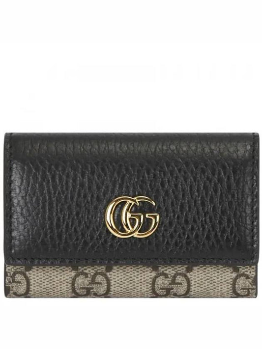 GG Marmont Leather Key Holder Beige Black - GUCCI - BALAAN 2