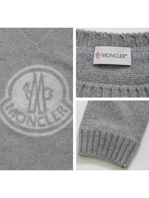 Logo Cashmere Crew Neck Knit Top Dark Grey Melange - MONCLER - BALAAN 7