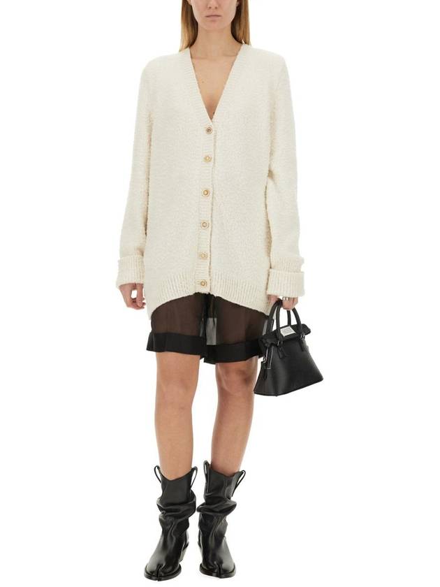 V-Neck Stitch Oversized Knit Cardigan White - MAISON MARGIELA - BALAAN 3