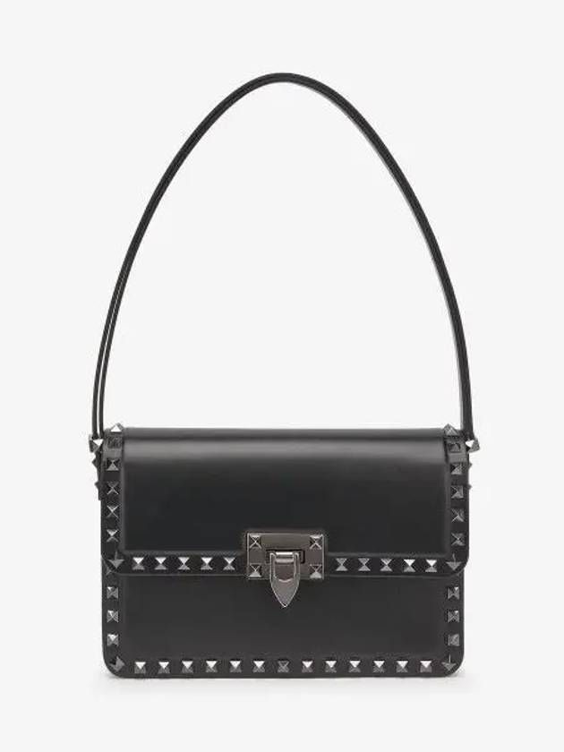 Rockstud Leather Shoulder Bag Black - VALENTINO - BALAAN 2