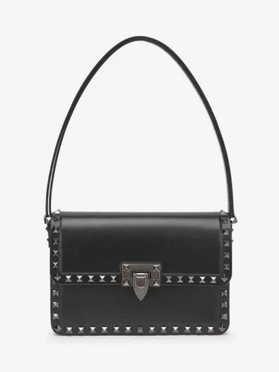 Rockstud Leather Shoulder Bag Black - VALENTINO - BALAAN 2