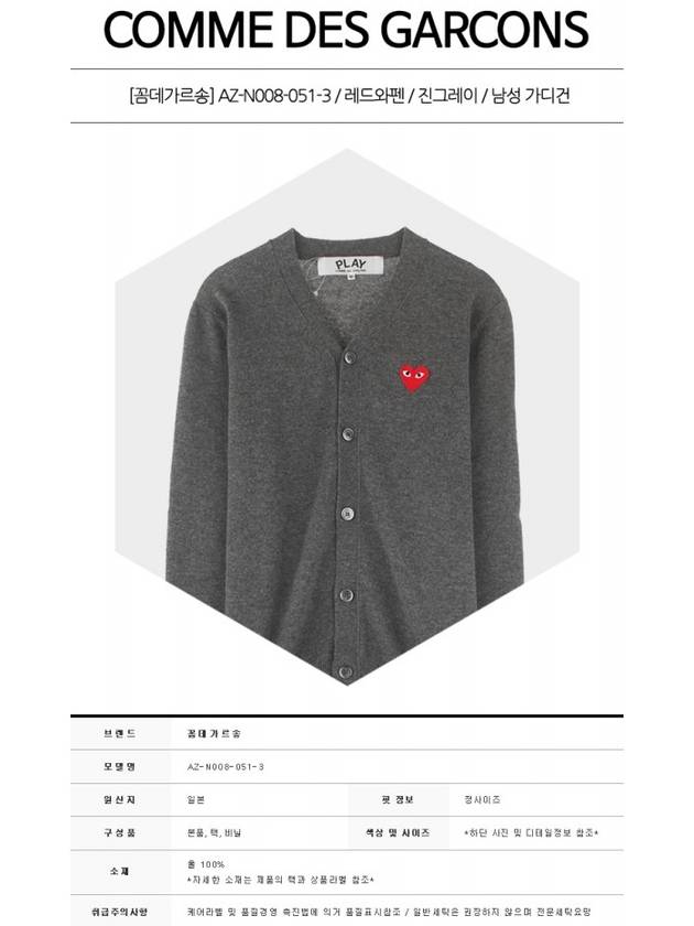 Red Heart Cardigan Dark Grey P1 AZ N008 3 - COMME DES GARCONS - BALAAN 3