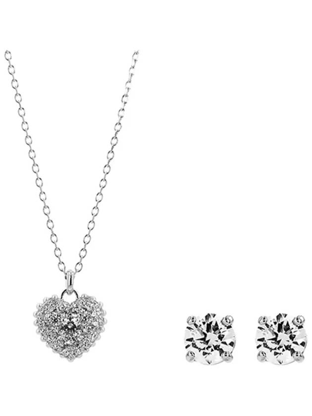 Idyllia Hyperbola Heart Earring Necklace Set Silver - SWAROVSKI - BALAAN 5