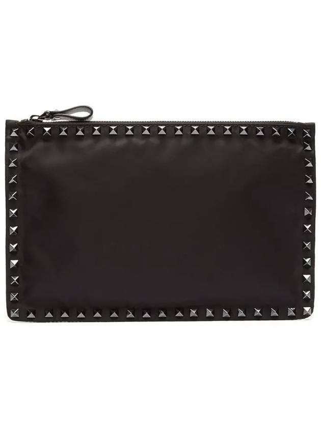 Rockstud Nylon Clutch Bag Black - VALENTINO - BALAAN 2