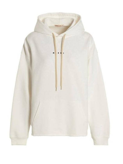 Logo Print Hooded Top Stone White - MARNI - BALAAN 2