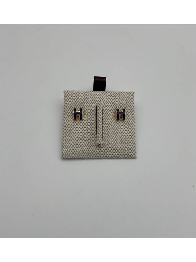 Mini Pop H Earrings Gold Bleu Saphir - HERMES - BALAAN 11