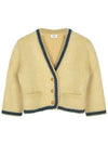 Mohair Wool Cardigan Pale Yellow - CELINE - BALAAN 2