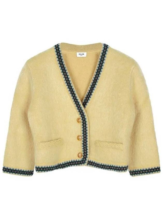 Mohair Wool Cardigan Pale Yellow - CELINE - BALAAN 2