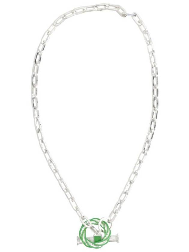 Filler Chain Necklace Green Silver - BOTTEGA VENETA - BALAAN 4