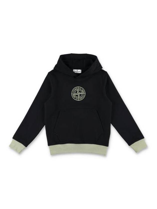 Kids Logo Hoodie Top Black - STONE ISLAND - BALAAN 1