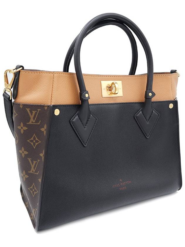 Women s Louis Vuitton M53823 Monogram Canvas Noir Calfskin On My Side MM 2WAY gt bag Gangbuk used luxury goods - LOUIS VUITTON - BALAAN 4