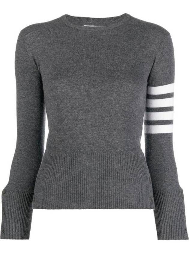 Women's 4 Bar Classic Cashmere Pullover Knit Top Grey - THOM BROWNE - BALAAN 2