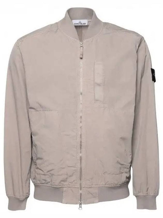 Men's Cupro Cotton Twill TC Bomber Jacket Beige - STONE ISLAND - BALAAN 2