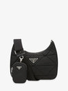 Triangle Logo Re-nylon Paddde Hobo Cross Bag Black - PRADA - BALAAN 4