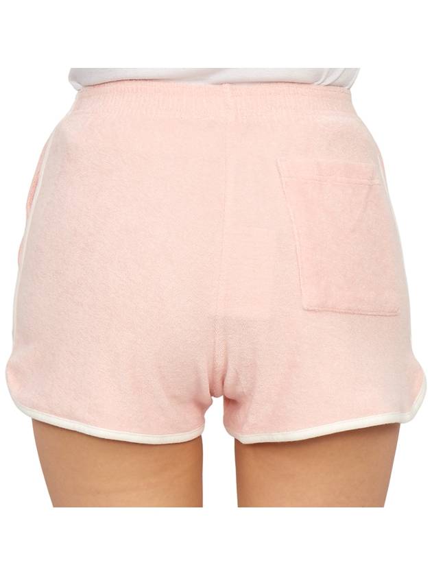 Women's Embroidered Logo Cotton Shorts Baby Pink - SPORTY & RICH - BALAAN 8
