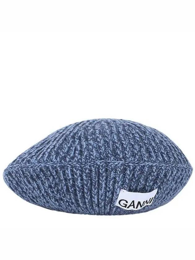 Cappello Structured Rib Beret Blue - GANNI - BALAAN 2