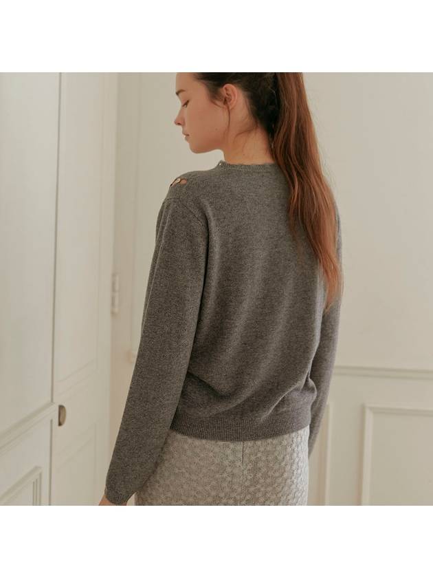 Women's Neck Cashmere Wool Knit Top Gray - TINA BLOSSOM - BALAAN 4