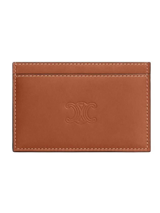 Triomphe Embossed Natural Calfskin Card Wallet Tan - CELINE - BALAAN 1