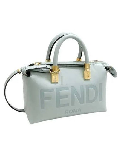 Leather Small Boston Tote Bag Light Blue - FENDI - BALAAN 2