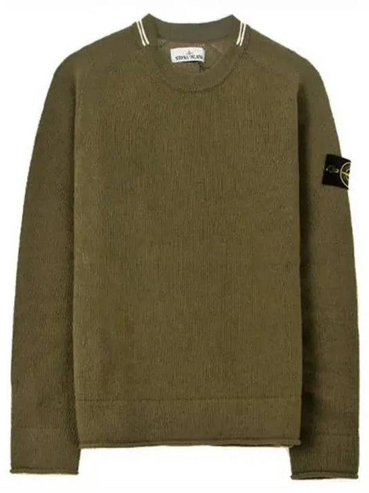 7115513A3 V0058 Wappen Round Neck Wool Knit Khaki Men s TEO 270476 - STONE ISLAND - BALAAN 1