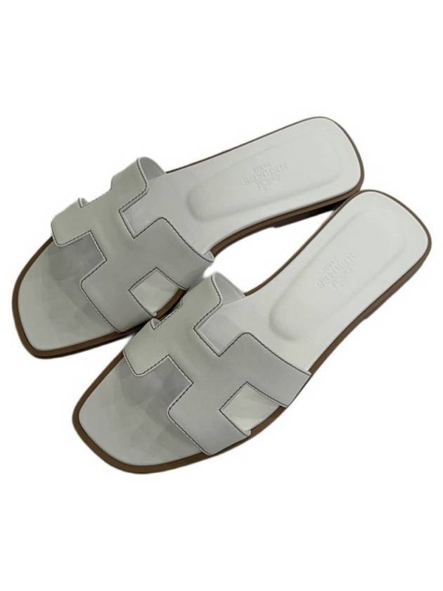 Oran Calfskin Slippers Blanc - HERMES - BALAAN 2