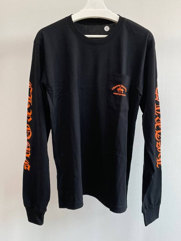 Orange Cemetary Cross Long Sleeve T-Shirt Black - CHROME HEARTS - BALAAN 3