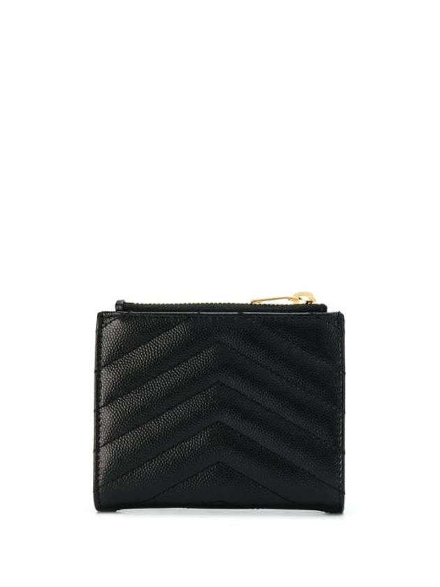 Cassandre Matelasse Grain De Poudre Embossed Leather Half Wallet Black - SAINT LAURENT - BALAAN 3