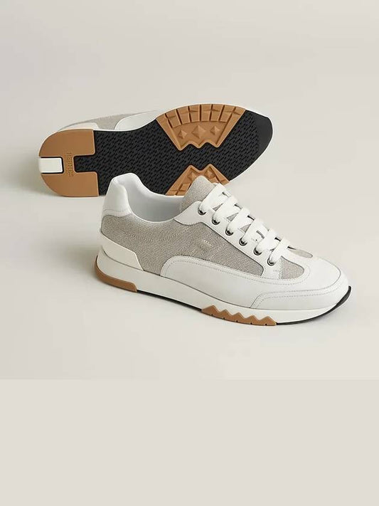Blended Fabrics Bi-Color Plain Leather Logo Low Top Sneakers - HERMES - BALAAN 2