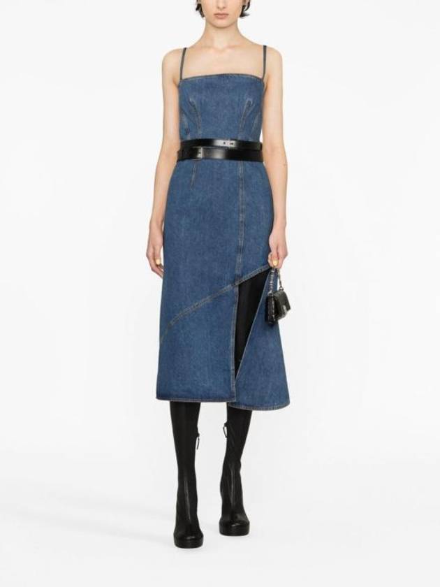 Slit Detail Denim Midi Dress Blue - ALEXANDER MCQUEEN - BALAAN 4