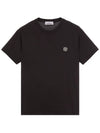 Logo Patch Short Sleeve T-Shirt Black - STONE ISLAND - BALAAN 3