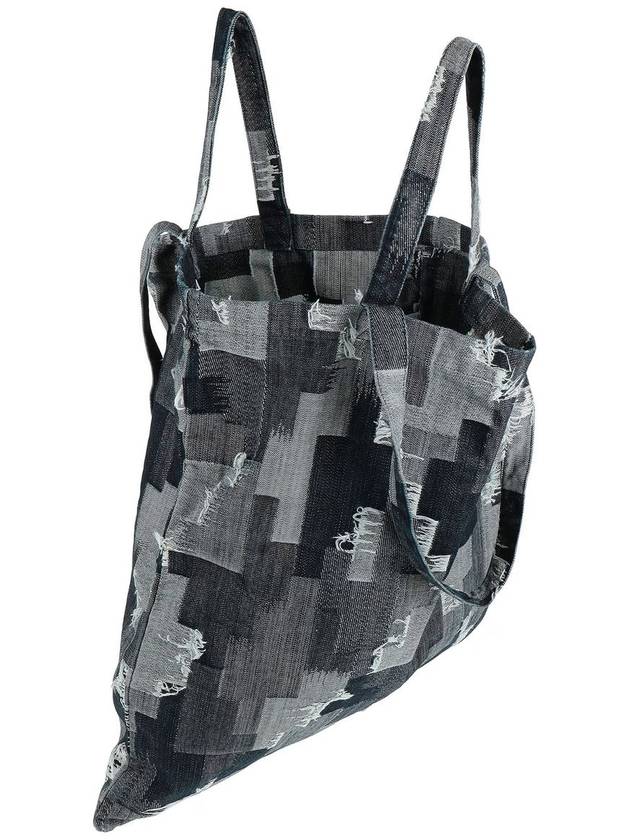 Denim Patchwork Distressed Tote Bag - MARCELO BURLON - BALAAN 5