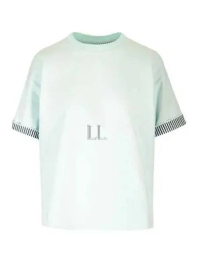 Double Layer Cotton Check Short Sleeve T-Shirt Mint - BOTTEGA VENETA - BALAAN 2