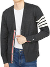 Men's Sustainable Classic Diagonal Wool Cardigan Dark Grey - THOM BROWNE - BALAAN 7