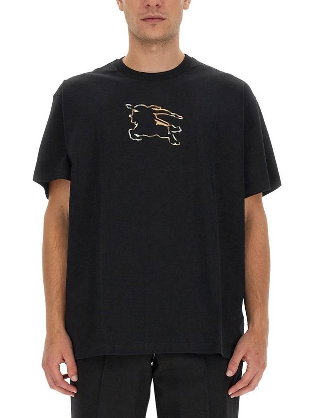 Equestrian Night Print Short Sleeve T-Shirt Black - BURBERRY - BALAAN 2