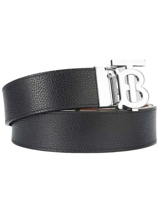 Reversible Monogram Leather Belt Black - BURBERRY - BALAAN 2