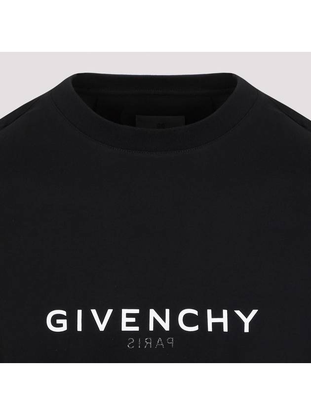 Men's Reverse Logo Round Slim Short Sleeve T-Shirt Black - GIVENCHY - BALAAN 5