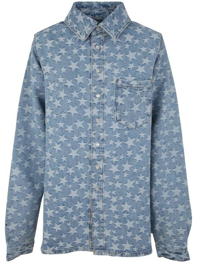 Erl Unisex Denim Jacquard Overshirt Woven Clothing - ERL - BALAAN 1