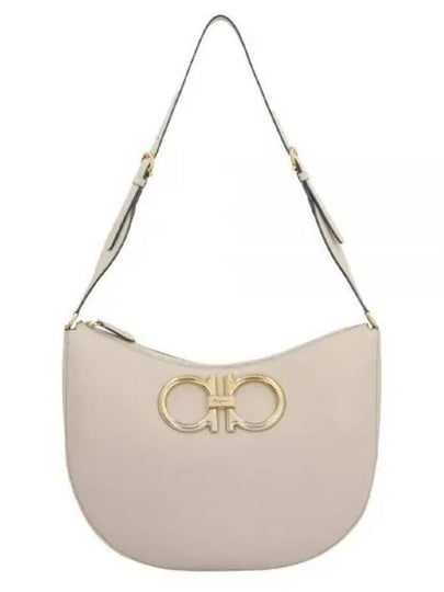 Maxi Gancini Leather Shoulder Bag Beige - SALVATORE FERRAGAMO - BALAAN 2