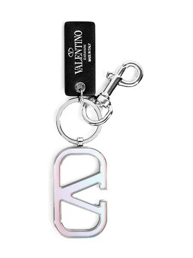 V Logo Signature Key Holder Silver - VALENTINO - BALAAN 2