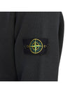 Old Effect Cotton Diagonal Fleece Hoodie Black - STONE ISLAND - BALAAN 7