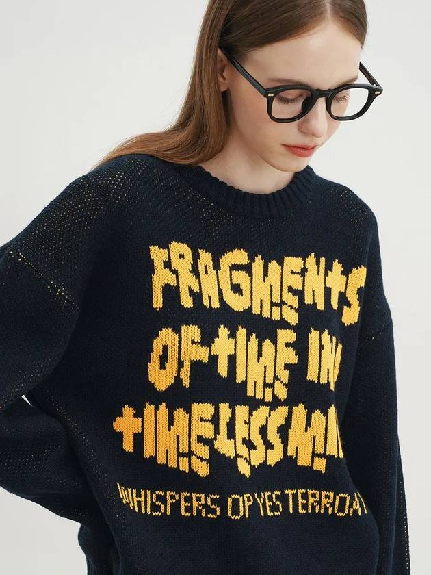 Timeless jacquard lettering knit navy yellow - BLONDNINE - BALAAN 2