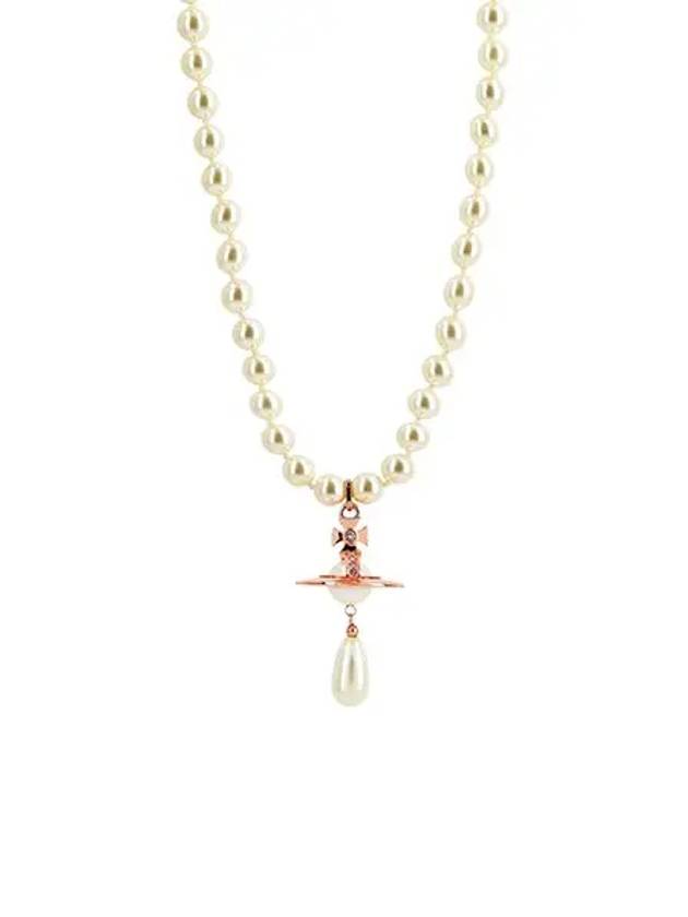 One Row Pearl Choker Necklace Rose Gold White - VIVIENNE WESTWOOD - BALAAN 3