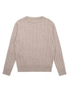 Men's Round Cable Sweater Beige SW22ISW02BI - SOLEW - BALAAN 1