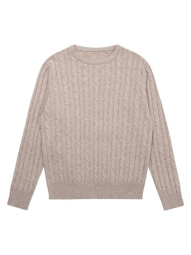 Round Cable Knit Top Beige - SOLEW - BALAAN 1