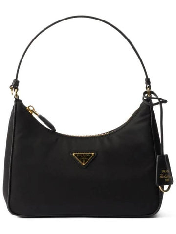 Re-Edition 2005 Gold Logo Re-Nylon Saffiano Mini Bag Black - PRADA - BALAAN 1