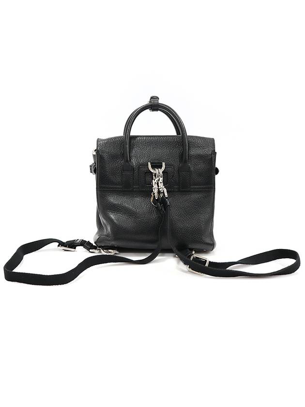 HH2792 Black leather silver mini Cara Delevingne tote backpack 3WAY - MULBERRY - BALAAN 3