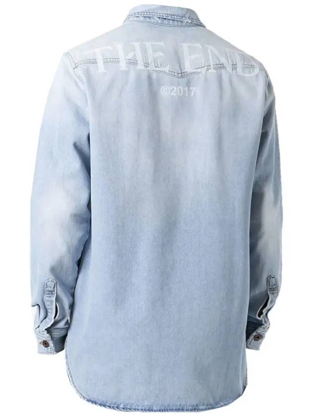 Men's Distressed Denim Shirt Blue - OFF WHITE - BALAAN 4