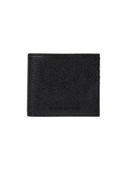 Men s Grained Leather Business Fold Wallet Black 270389 - EMPORIO ARMANI - BALAAN 1