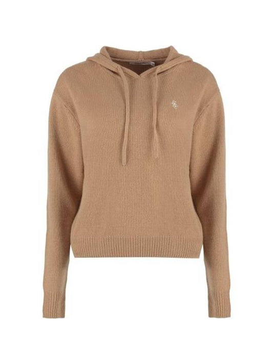 Embroidered Logo Cashmere Hoodie Brown - SPORTY & RICH - BALAAN 1